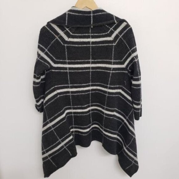 Chico's Black and White Draped Wool Blend Open Cardigan  Sz 1 - Picture 2 of 4
